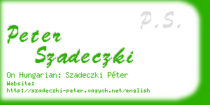 peter szadeczki business card